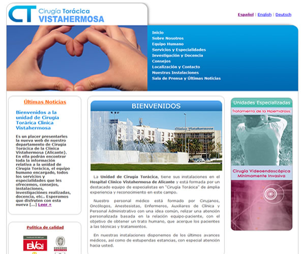 Clínica Torácica Vistahermosa - Diseño web a medida