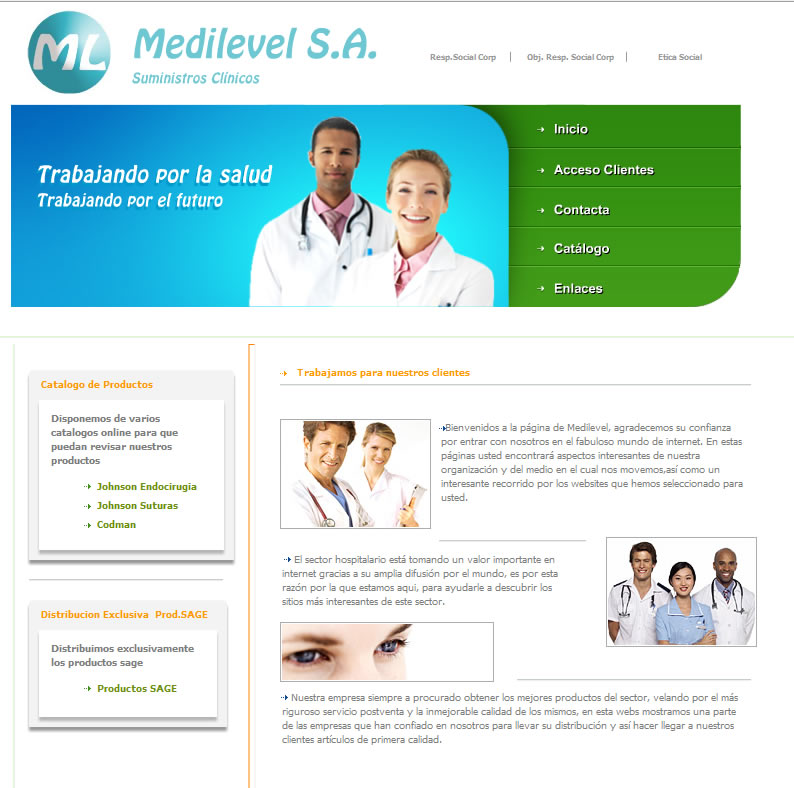 Medilevel Suministros Clínicos - Diseño web a medida