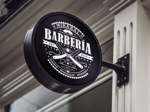 Mirabal Barberia Logo Letrero Montaje