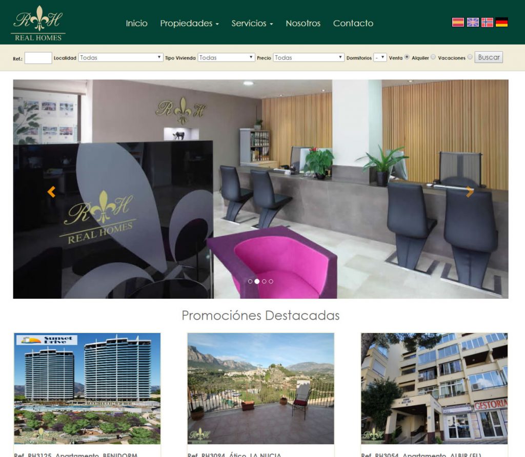 Nueva página web para la inmobiliaria Real Homes